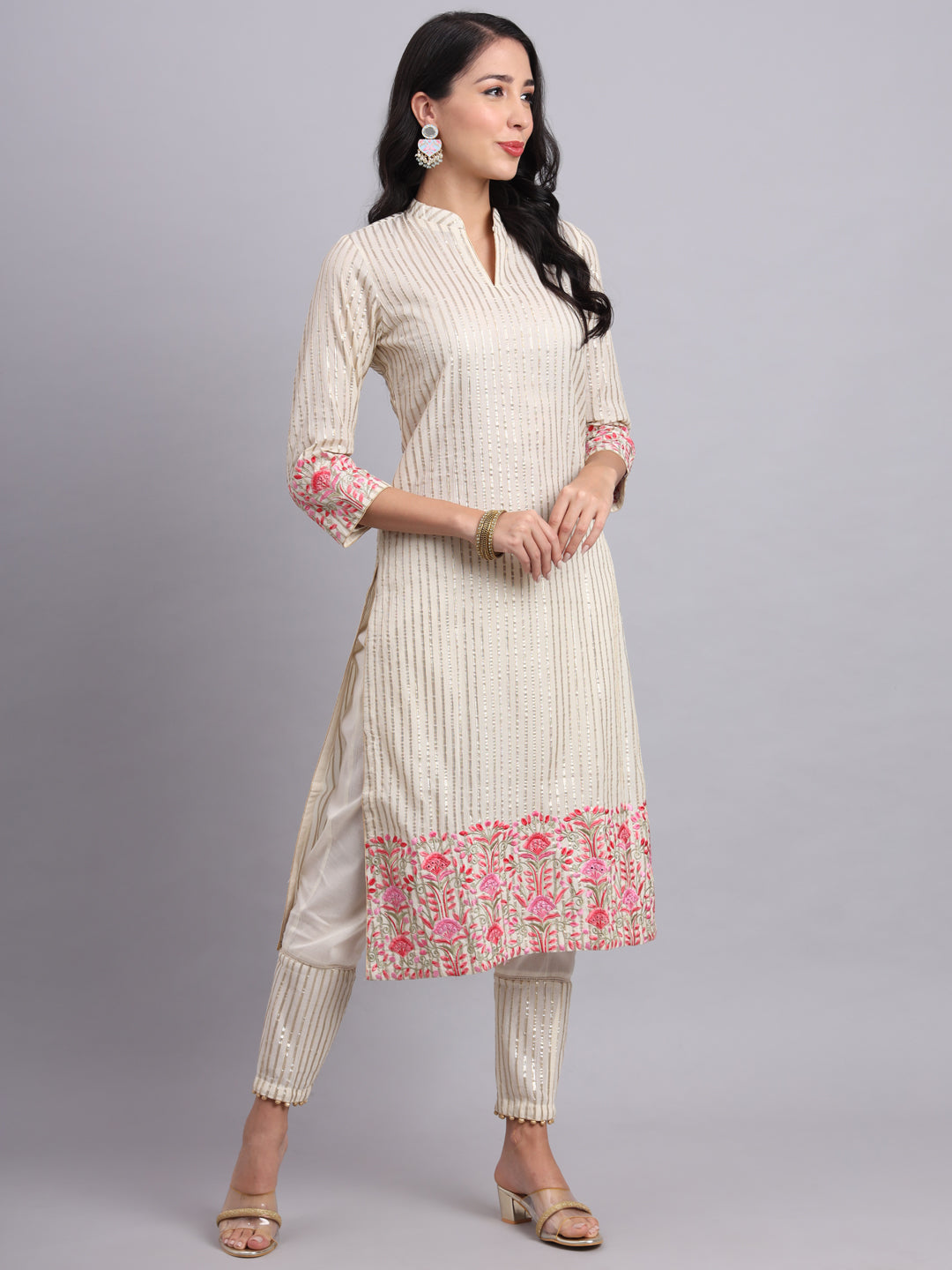 Gota Work Parsi embroidery – Traditional Golden Ribbon Embroidery Kurta Set for Women