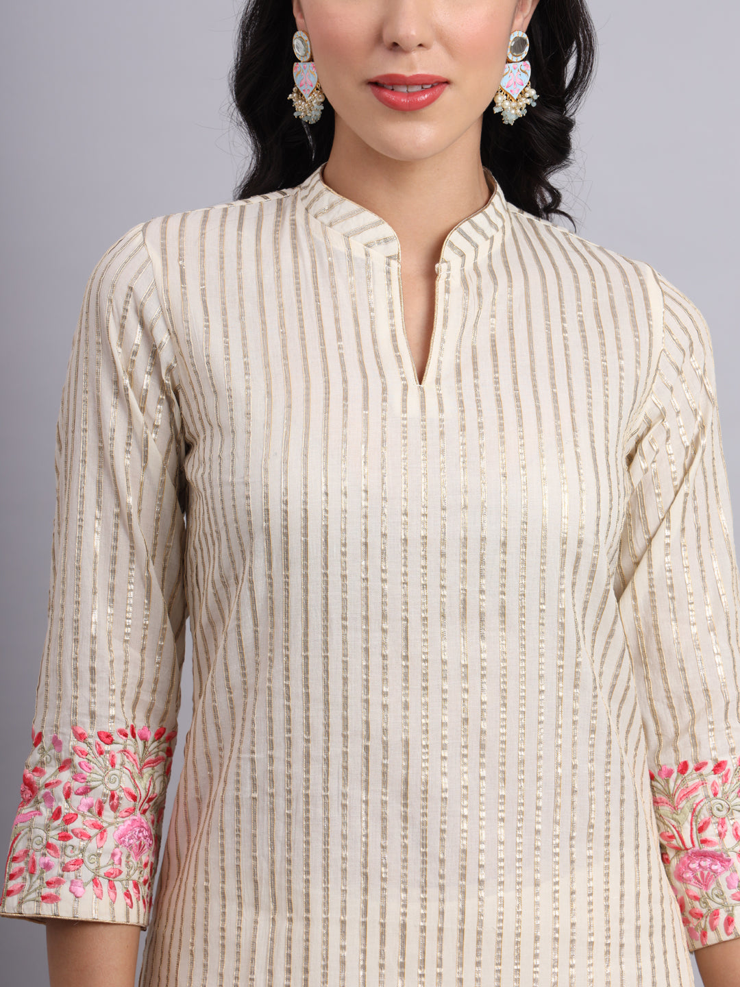 Gota Work Parsi embroidery – Traditional Golden Ribbon Embroidery Kurta Set for Women