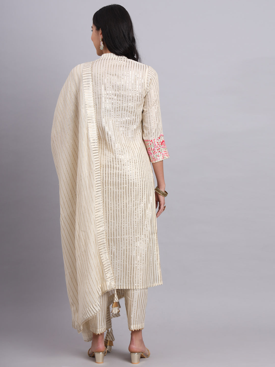 Gota Work Parsi embroidery – Traditional Golden Ribbon Embroidery Kurta Set for Women