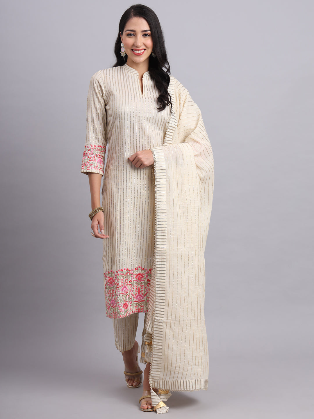 Gota Work Parsi embroidery – Traditional Golden Ribbon Embroidery Kurta Set for Women