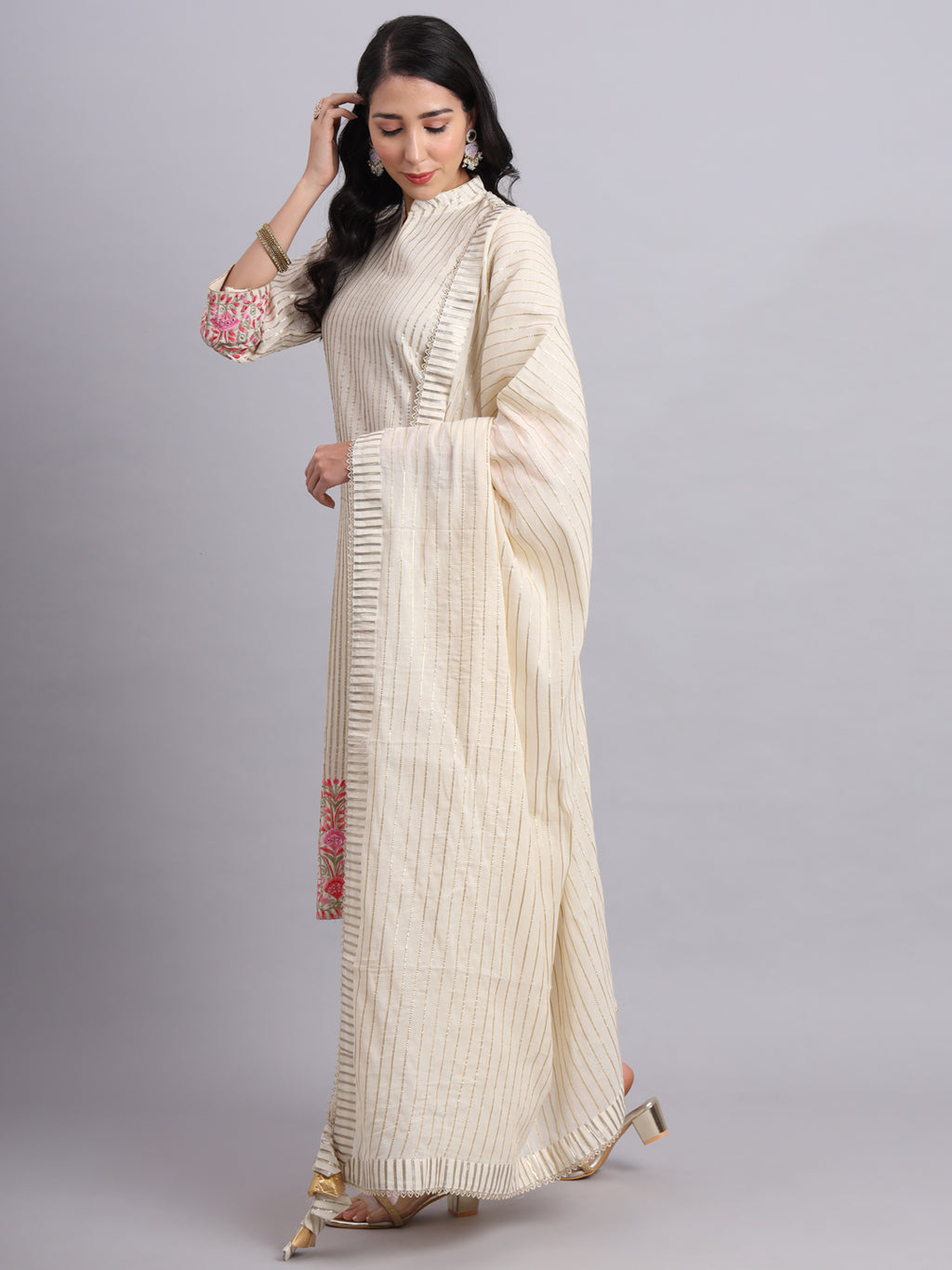 Gota Work Parsi embroidery – Traditional Golden Ribbon Embroidery Kurta Set for Women
