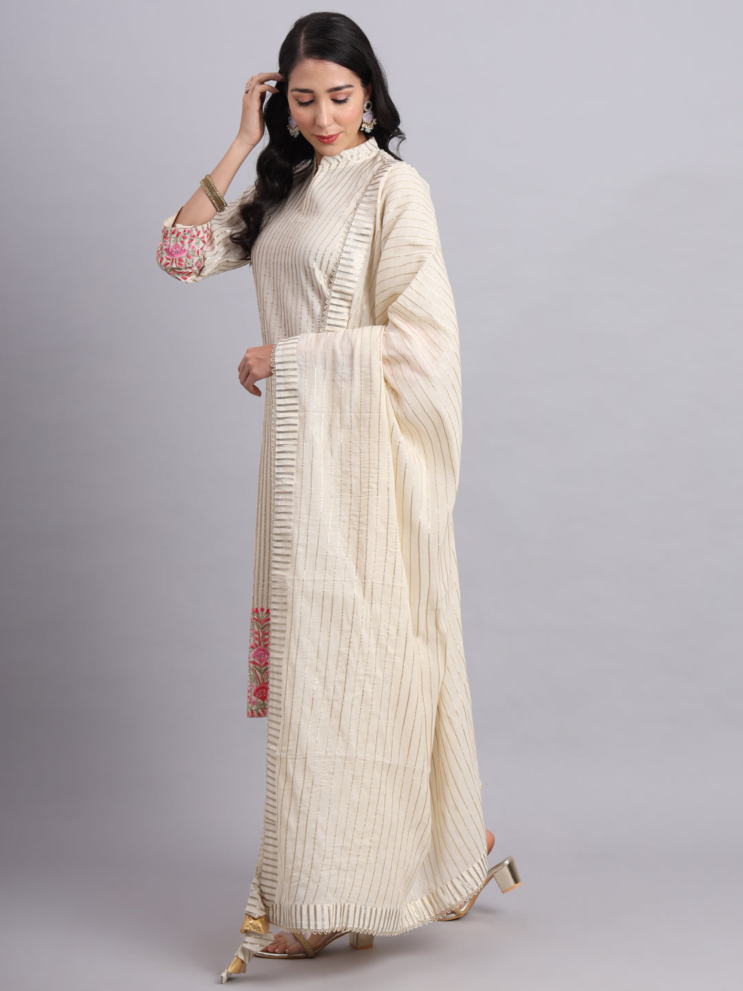 Gota Work Parsi embroidery – Traditional Golden Ribbon Embroidery Kurta Set for Women