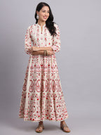 Crimson Kashmiri Embroidered Anarkali – Red & White Festive Wear