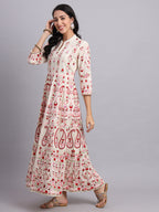 Crimson Kashmiri Embroidered Anarkali – Red & White Festive Wear