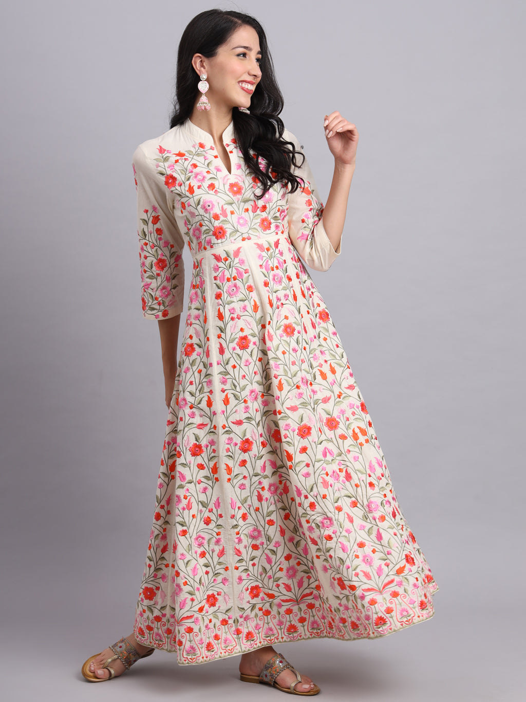 Rose Anarkali Dress with Lining – Perfect for Weddings & Festive Occasions