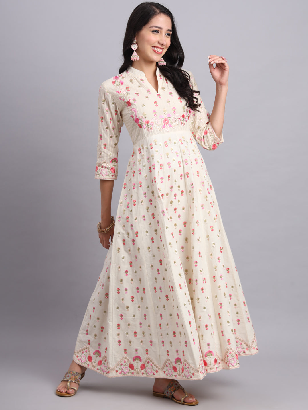 Pintex Anarkali Suit with Parsi Gara Work – Perfect for Weddings & Special Occasions