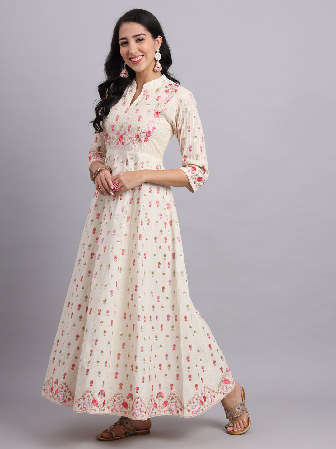 Pintex Anarkali Suit with Parsi Gara Work – Perfect for Weddings & Special Occasions