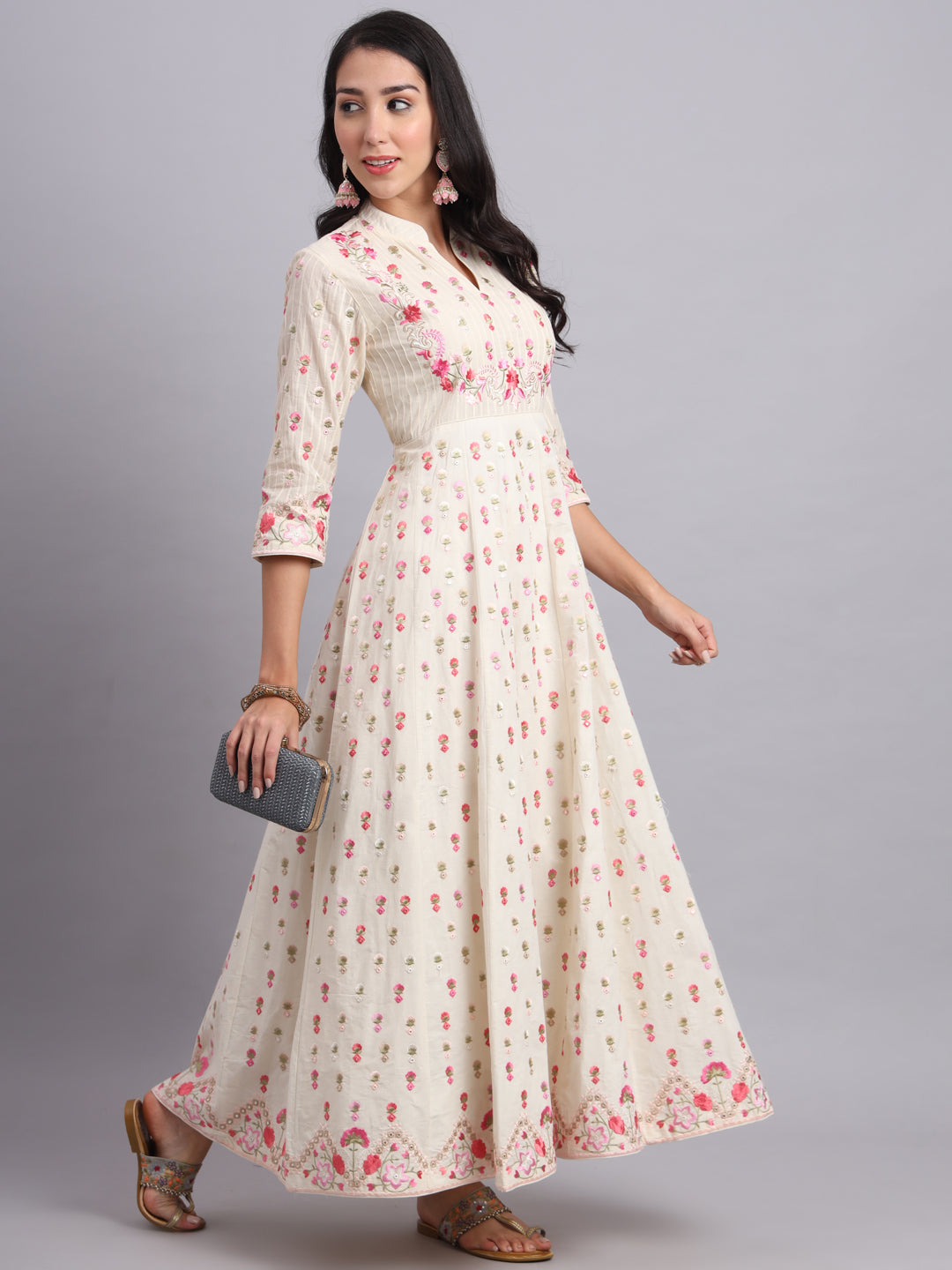 Pintex Anarkali Suit with Parsi Gara Work – Perfect for Weddings & Special Occasions