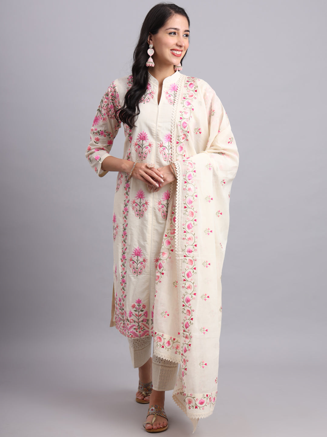 Pakiza Thiree Kurta Set – Women’s Parsi Embroidery Ethnic Wear for Weddings & Festivals