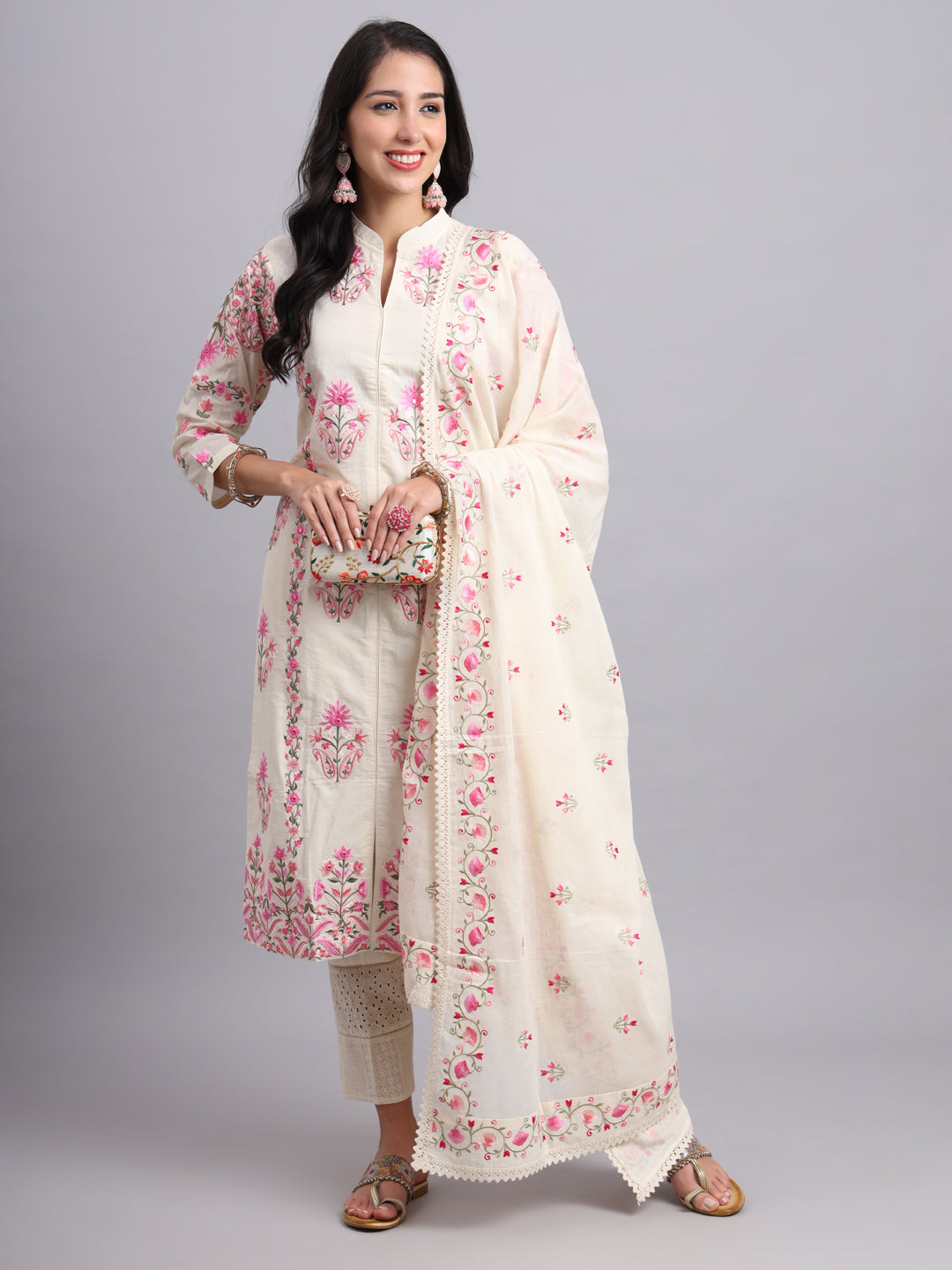 Pakiza Thiree Kurta Set – Women’s Parsi Embroidery Ethnic Wear for Weddings & Festivals
