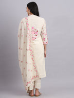 Floral Embroidered Kurta Set with Dupatta – Parsi Embroidery
