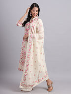 Floral Embroidered Kurta Set with Dupatta – Parsi Embroidery