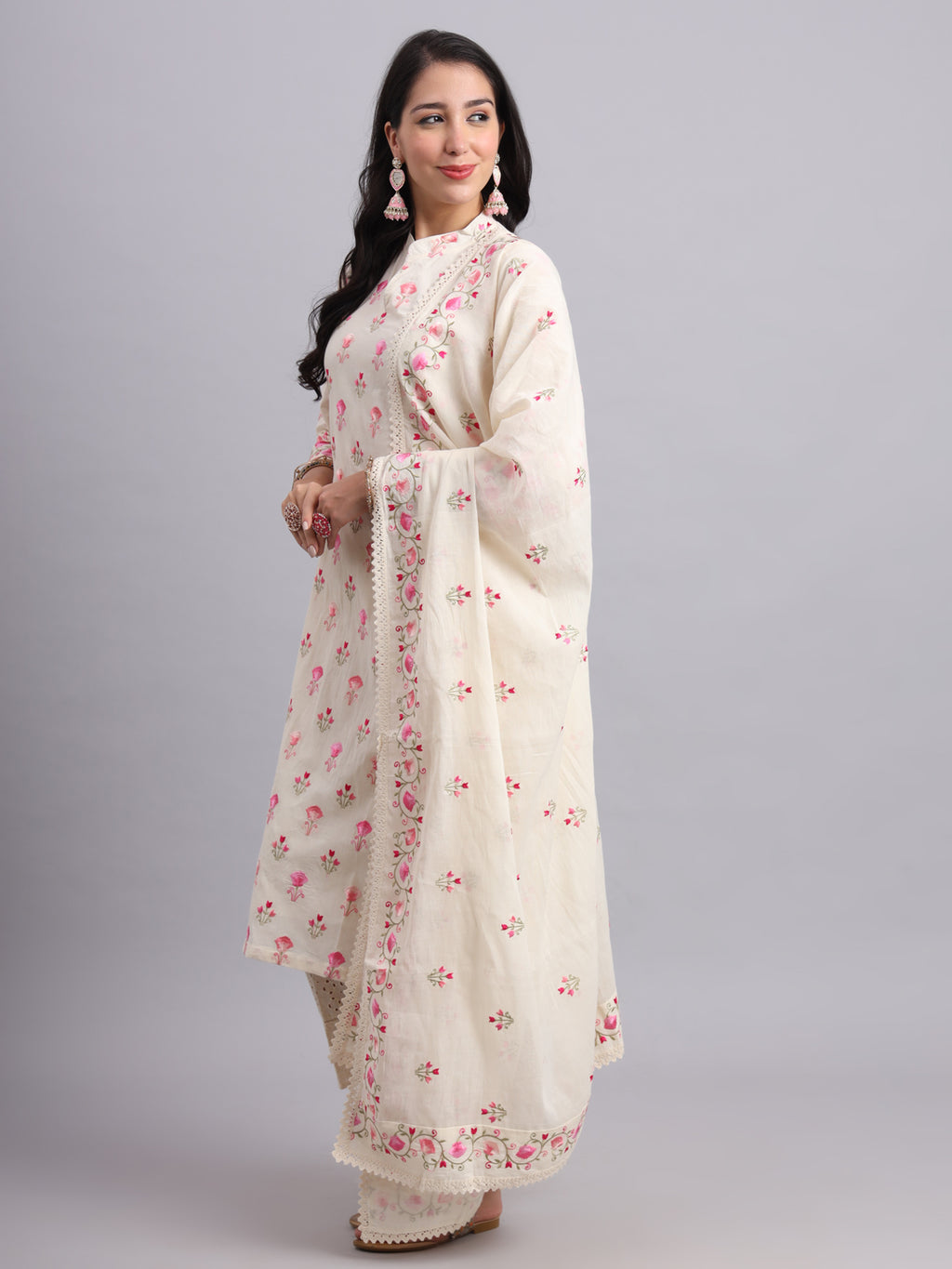 Barfi Kurta Set with Elegant Parsi Embroidery – Luxury Ethnic Wear for Festive Occasions
