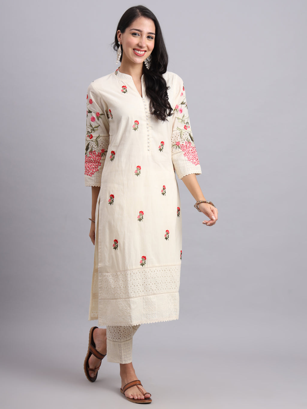 Back Embroidery Kurta Set – Graceful Parsi Embroidery Style