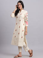 Cream Embroidered Kurta Set – Parsi Floral Charm