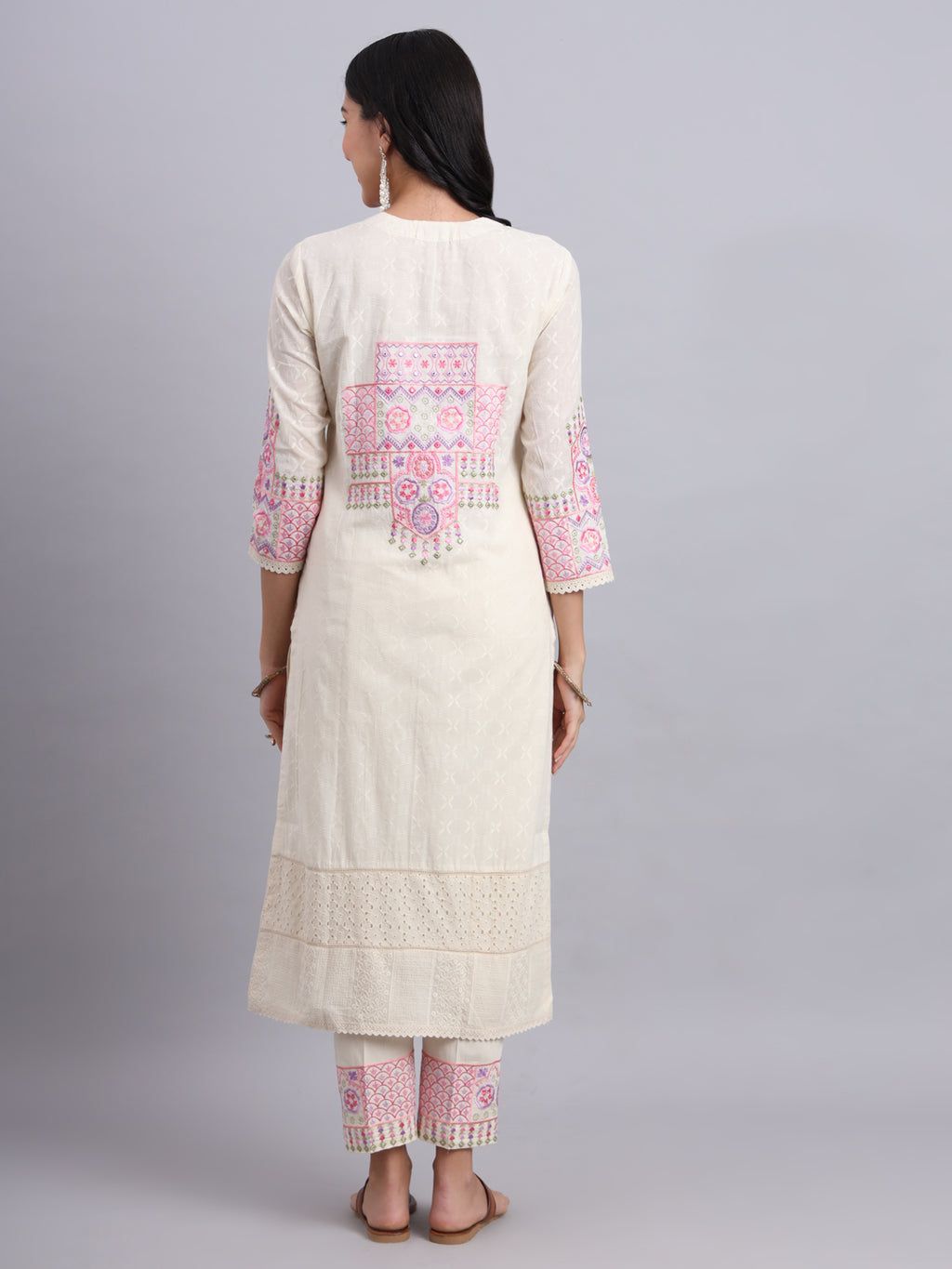 Cotton Kurta for Women with Pink Embroidery | Ethnic Wear Kurta (Only Kurta)