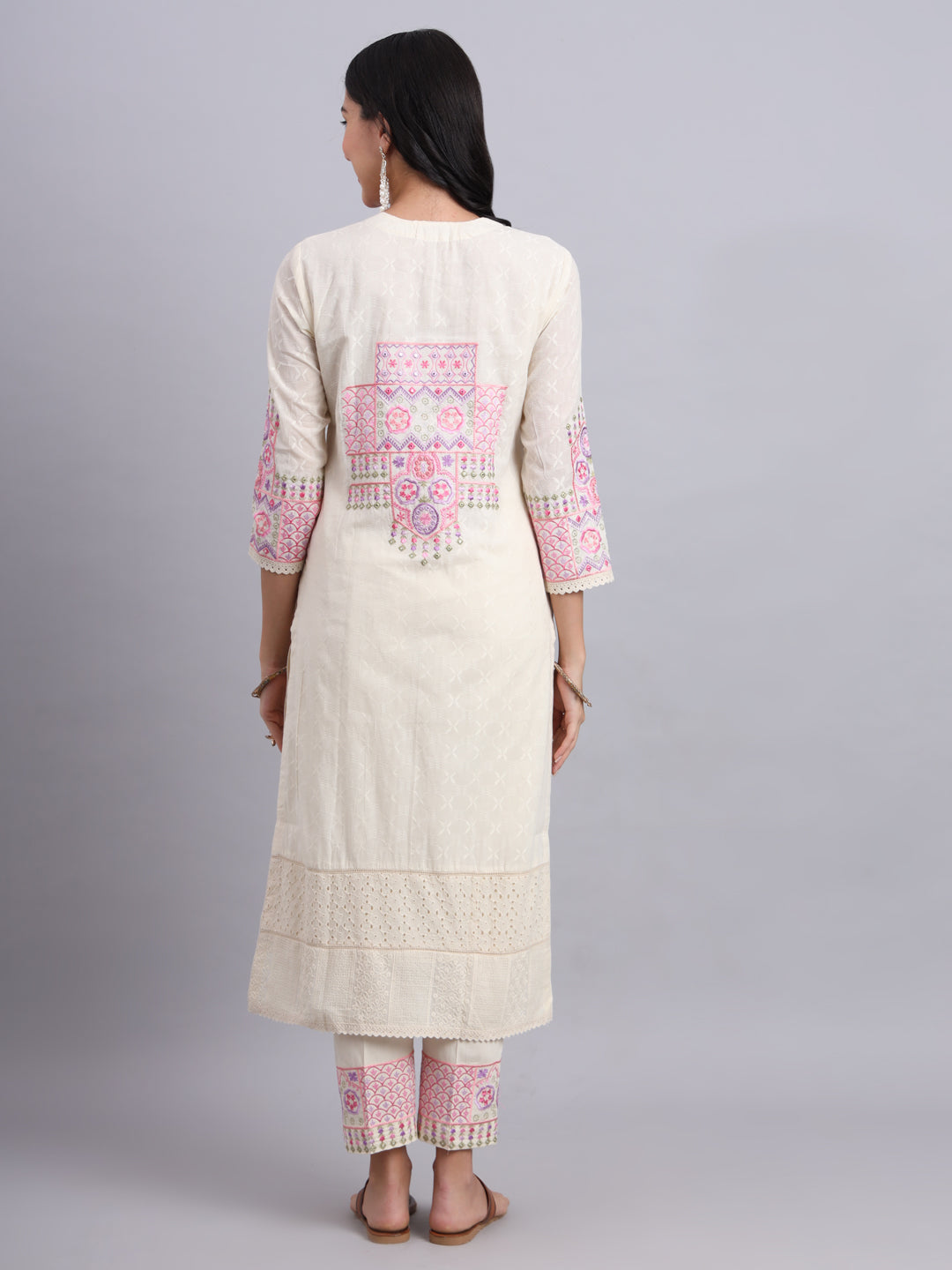 Cotton Kurta for Women with Pink Embroidery | Ethnic Wear Kurta (Only Kurta)