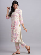Cream Cotton Printed Kurta for Women – Ethnic & Office Wear (Only Kurta)