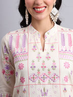 Cream Cotton Printed Kurta for Women – Ethnic & Office Wear (Only Kurta)