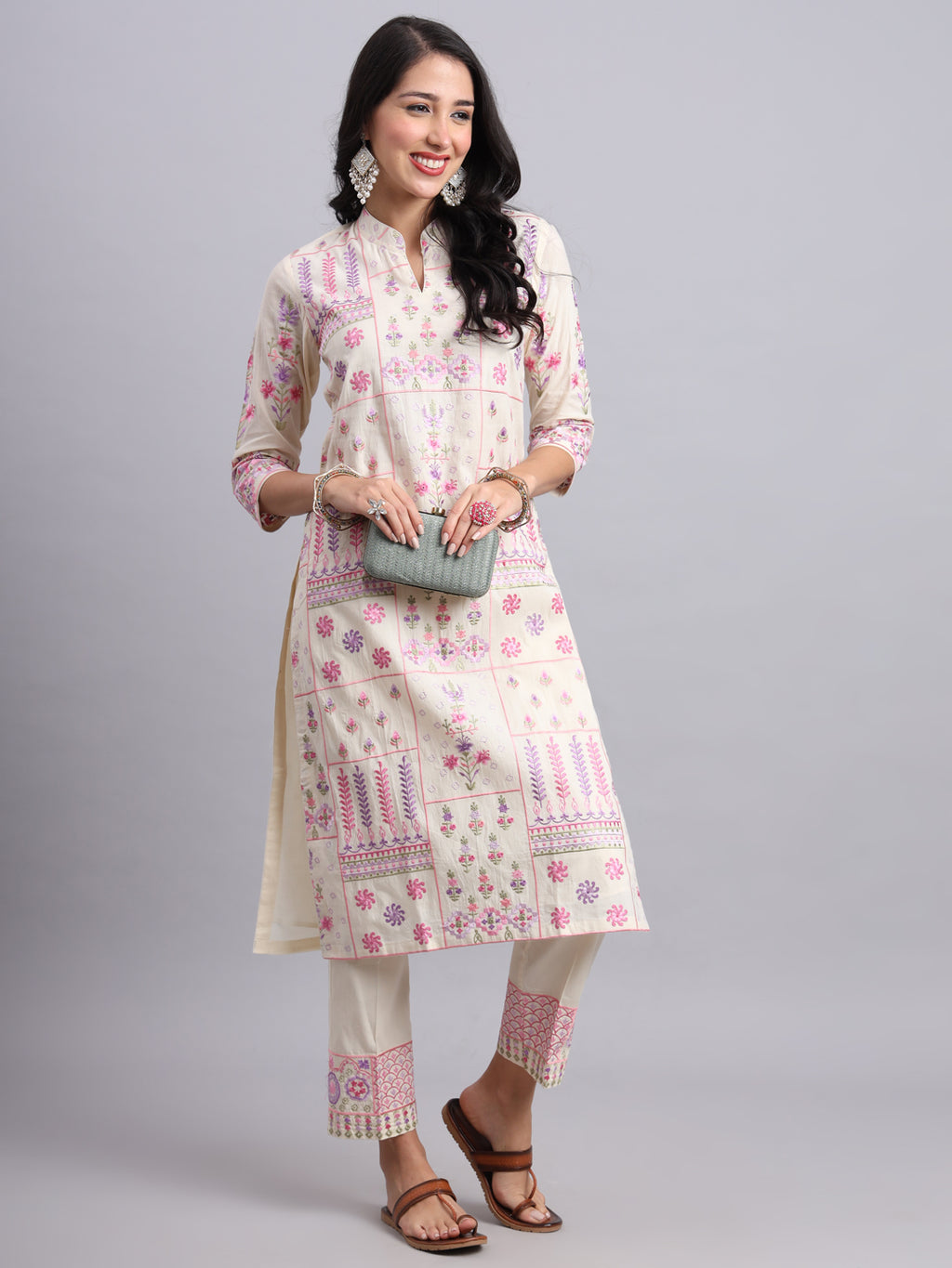 Cream Cotton Printed Kurta for Women – Ethnic & Office Wear (Only Kurta)