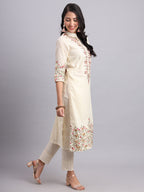 The Ivory Bloom Kurta Set – Graceful Embroidery for Women