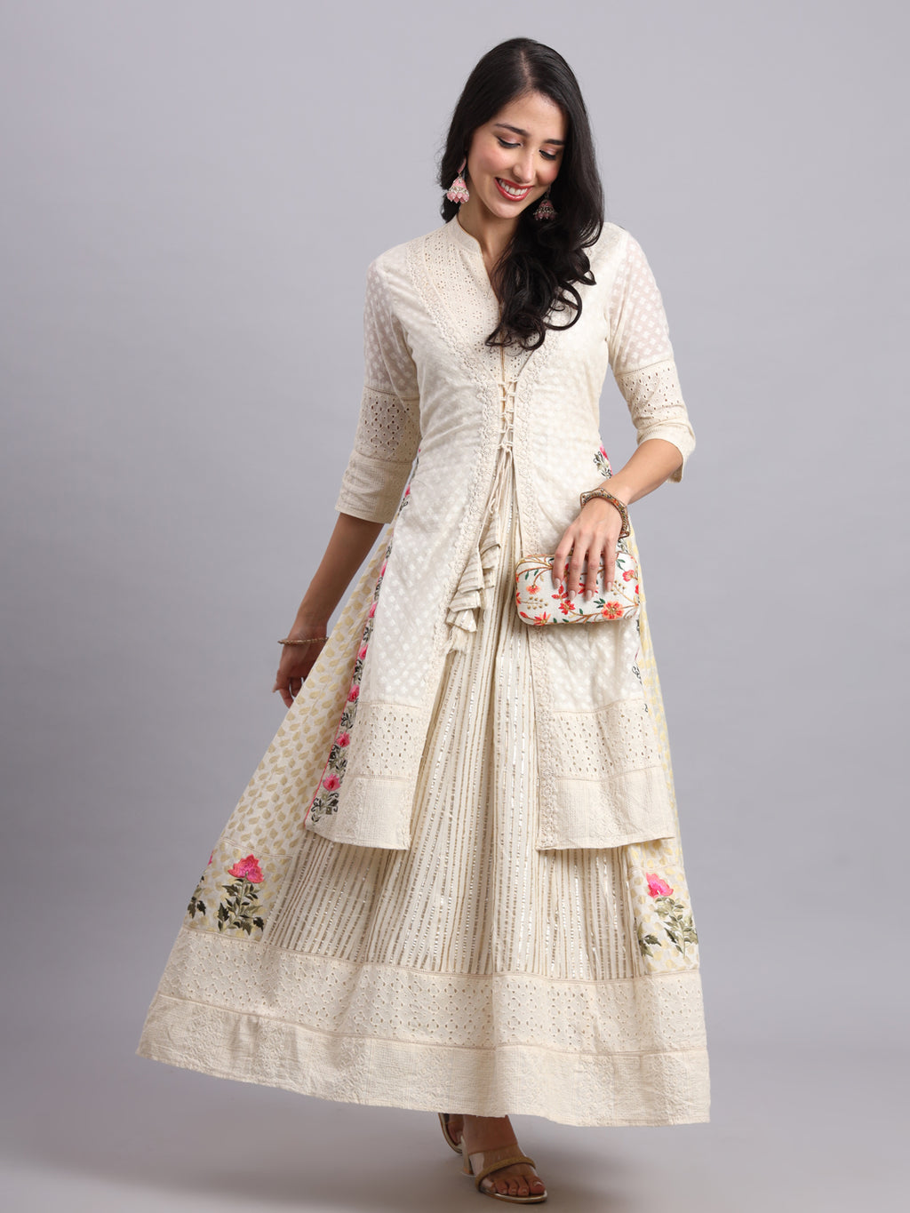 Noor-e-Jecat Frock Set – Elegant Anarkali Kurta with Sharara