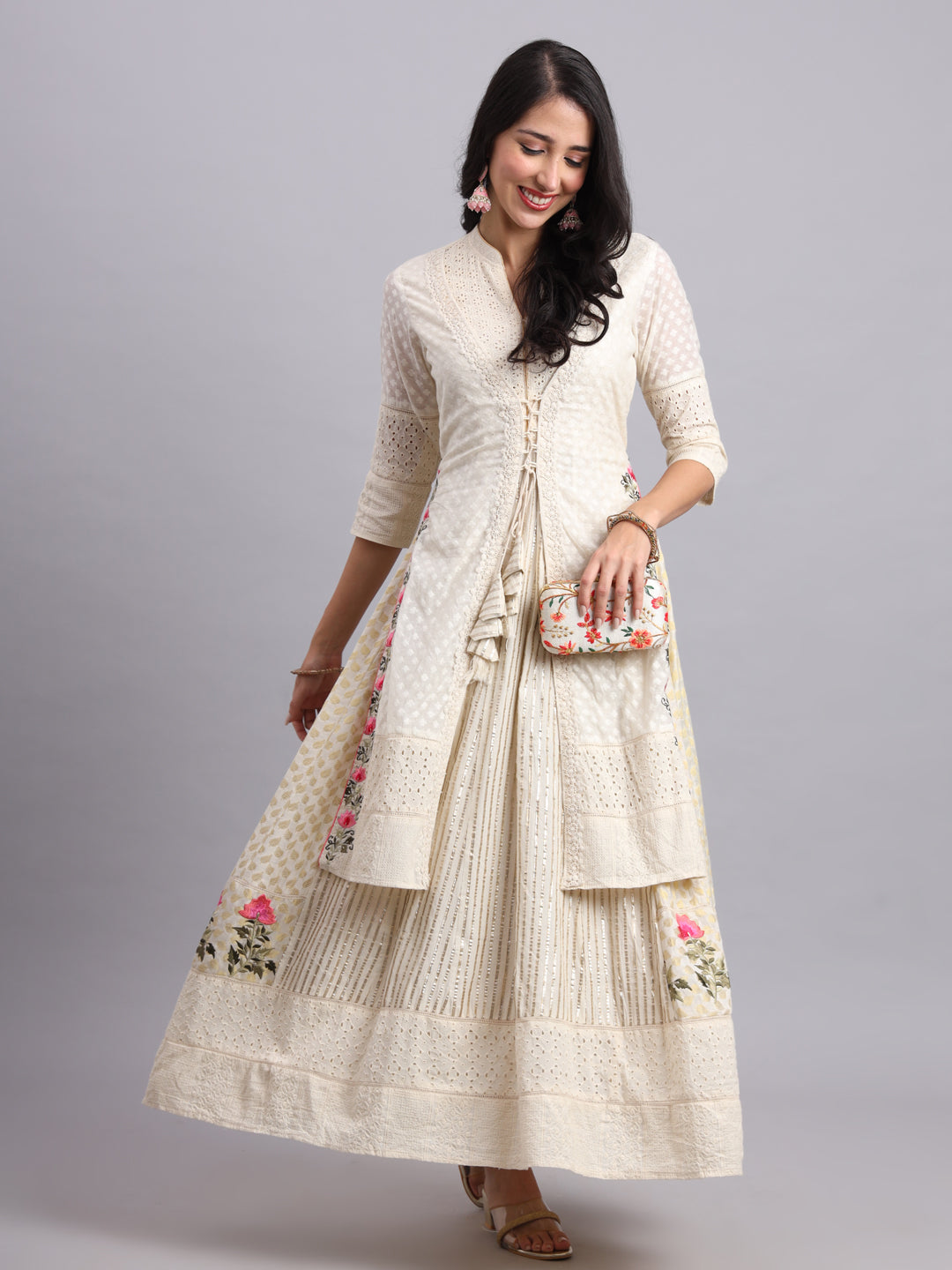 Noor-e-Jecat Frock Set – Elegant Anarkali Kurta with Sharara