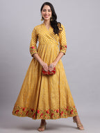 Royal Golden Mustard Gota Angrakha Set – Elegant Ethnic Wear for Women