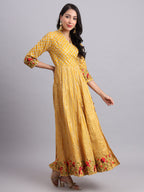Royal Golden Mustard Gota Angrakha Set – Elegant Ethnic Wear for Women