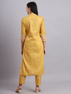 Gota Mustard Kurta and Pants Set – Elegant Festive Style