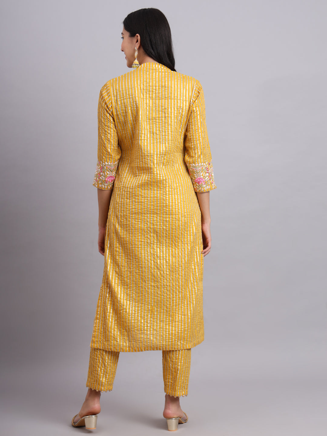 Gota Mustard Kurta and Pants Set – Elegant Festive Style