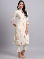 Floral Embroidered Maslin Kurta Set – Elegant Soft Ethnic Wear
