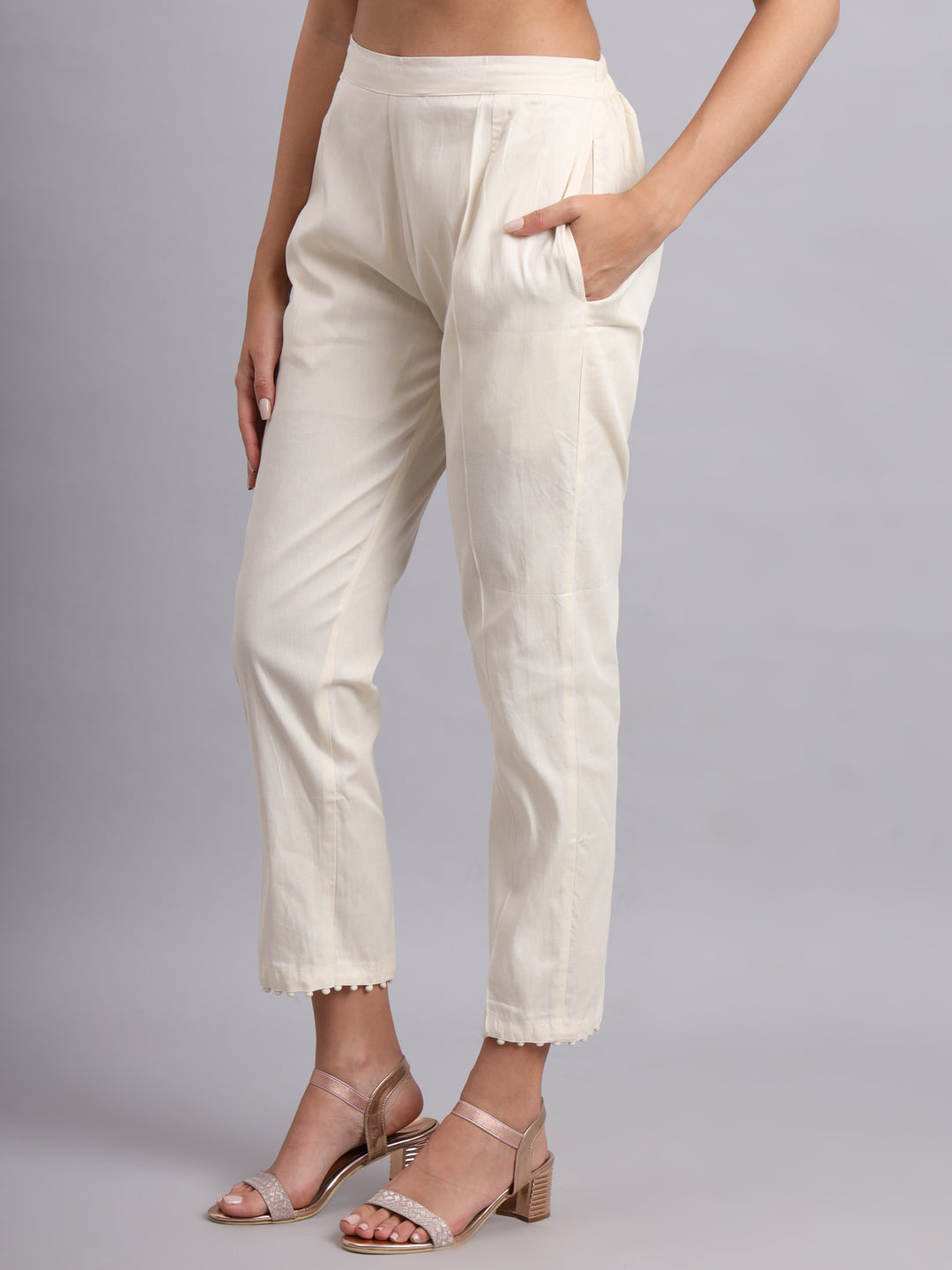 Graceful Ivory Rose Embroidery Handcrafted Kurta