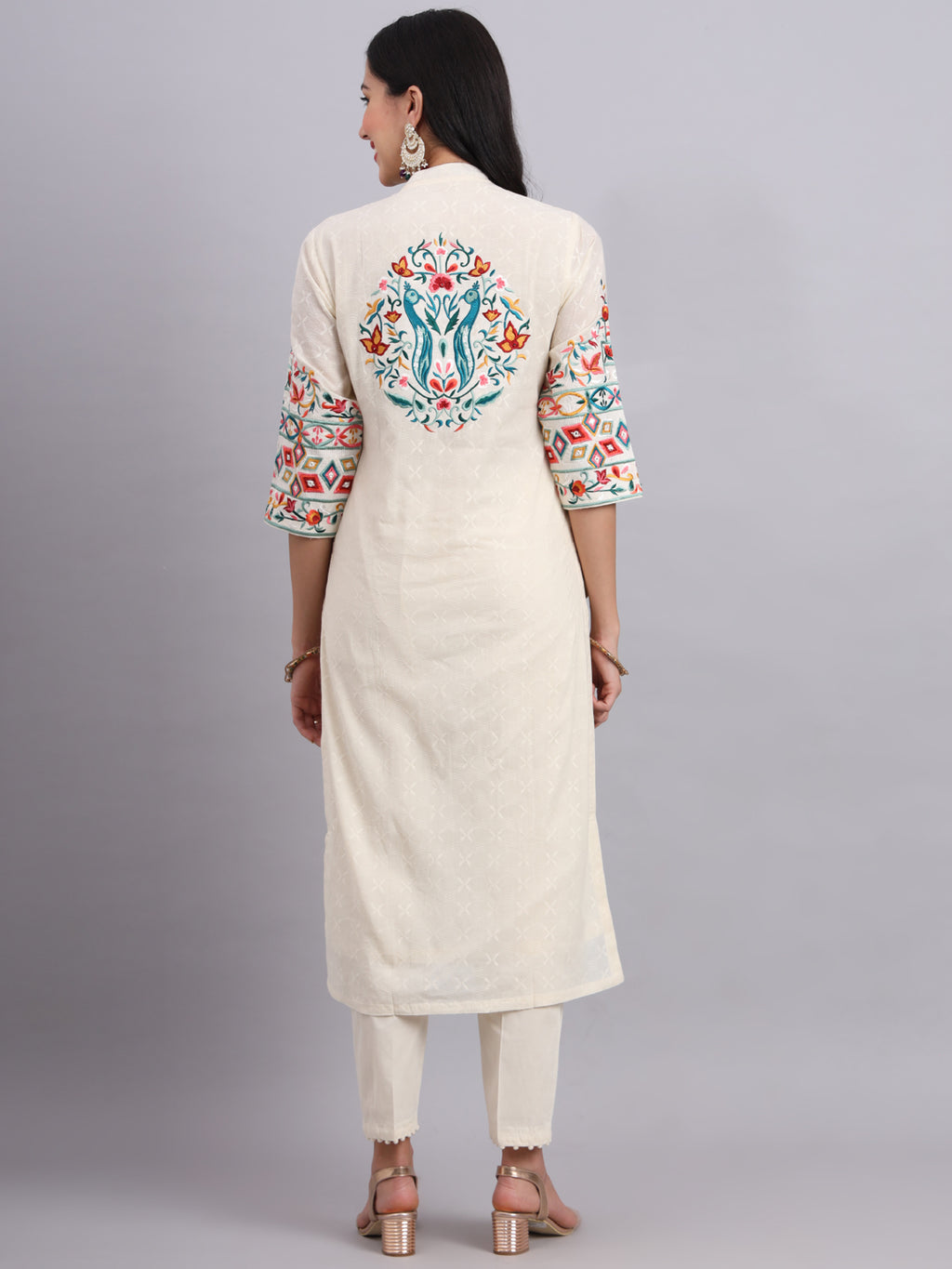 Peacock Embroidered Kurta Set for Women – Elegant by Shabreen