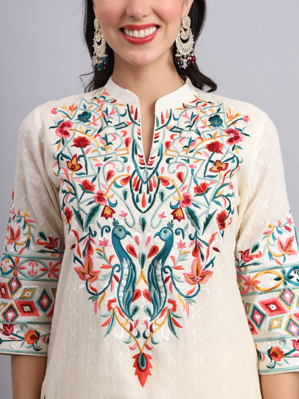 Peacock Embroidered Kurta Set for Women – Elegant by Shabreen