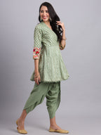 Gota Short Green Angrakha Kurta Set – Women’s Traditional Festive & Wedding Wear