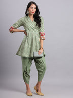 Gota Short Green Angrakha Kurta Set – Women’s Traditional Festive & Wedding Wear