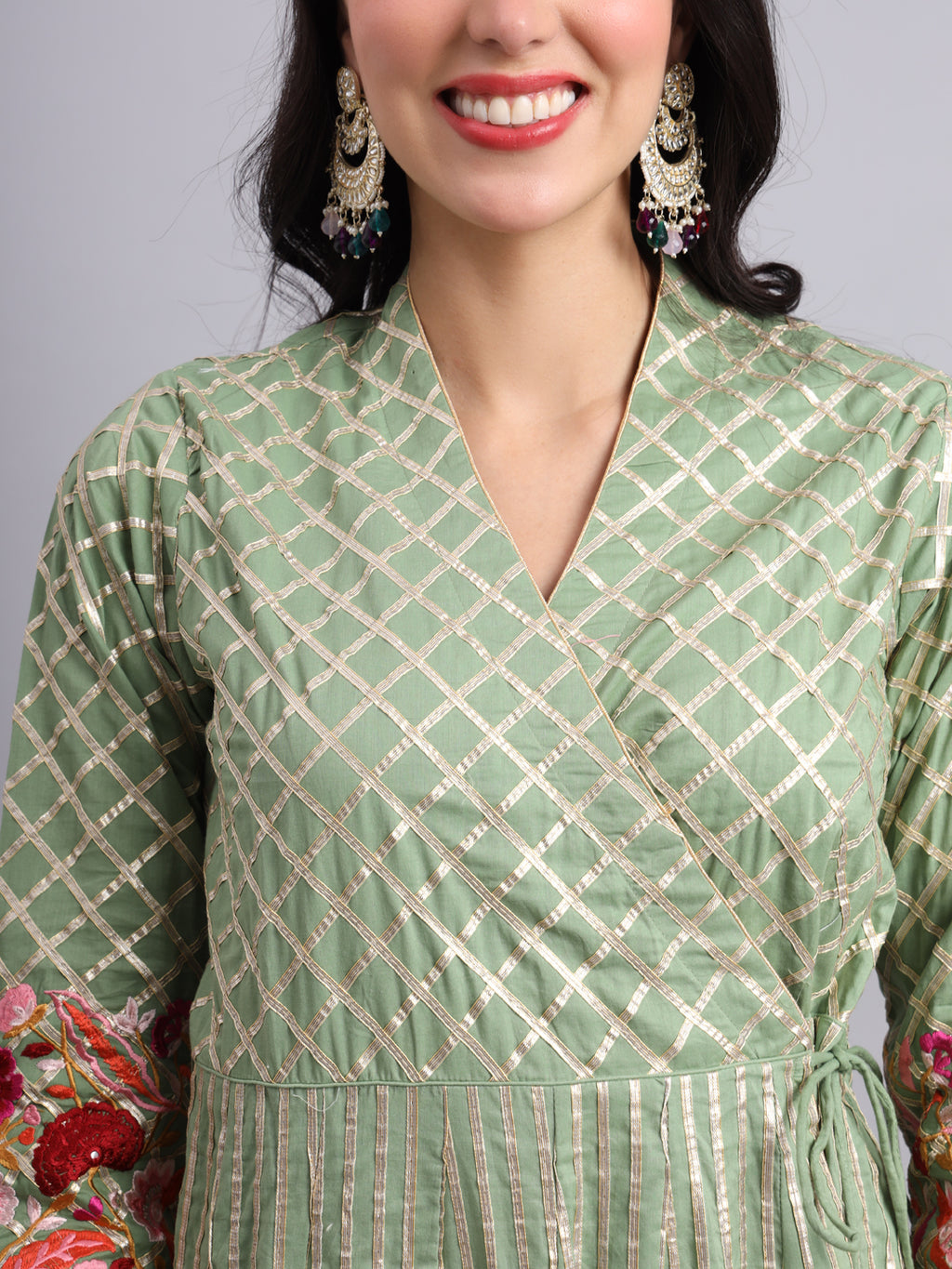 Gota Short Green Angrakha Kurta Set – Women’s Traditional Festive & Wedding Wear