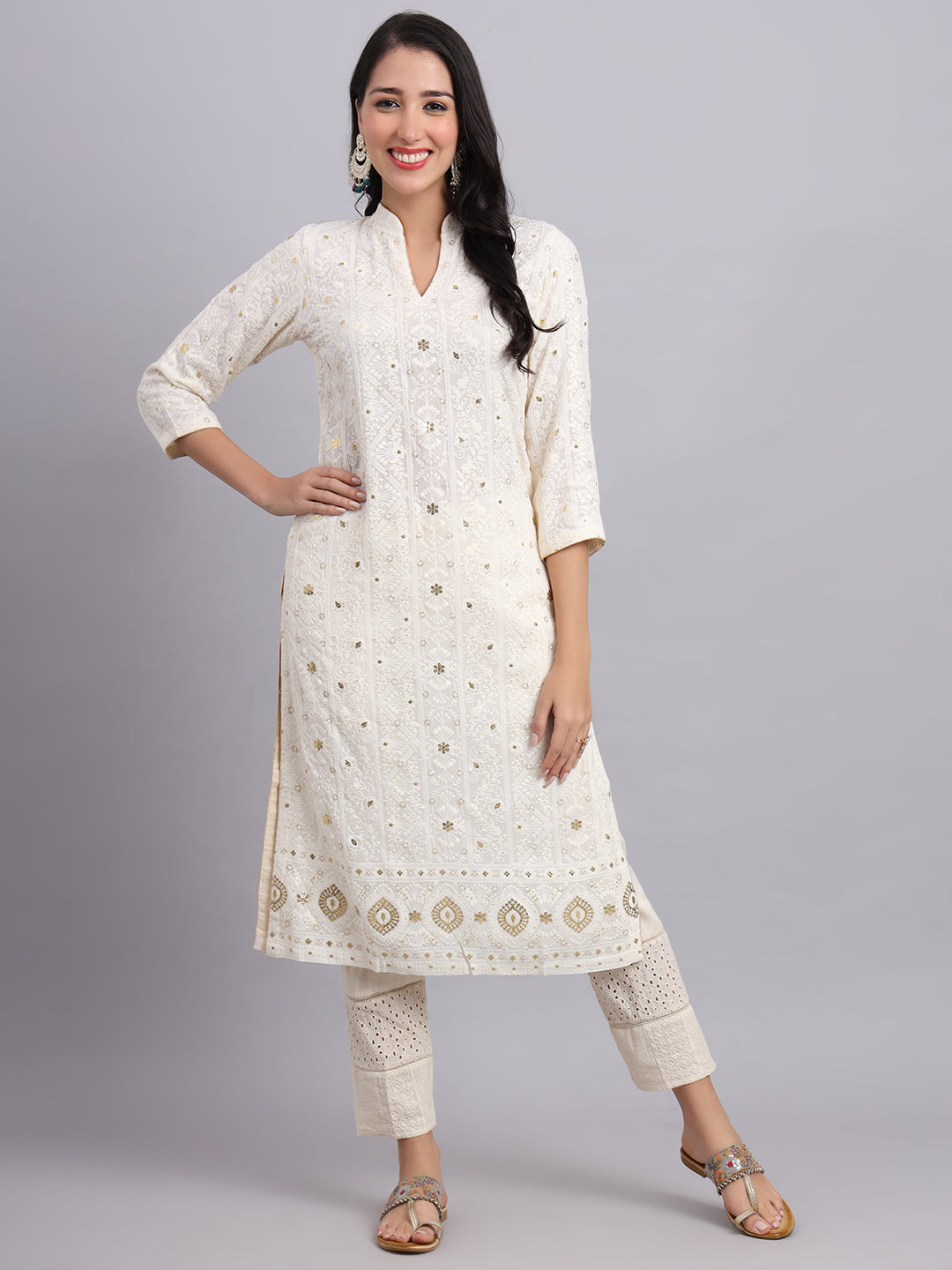 Noor-e-Lucknow Ensemble – Designer Lucknowi Chikan Kari Kurta Set for Women