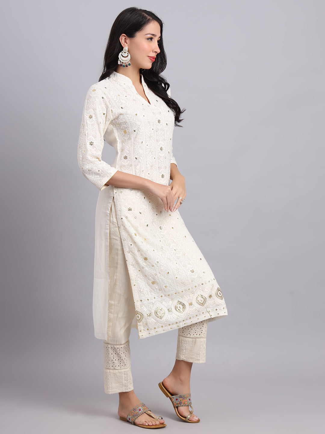 Noor-e-Lucknow Ensemble – Designer Lucknowi Chikan Kari Kurta Set for Women