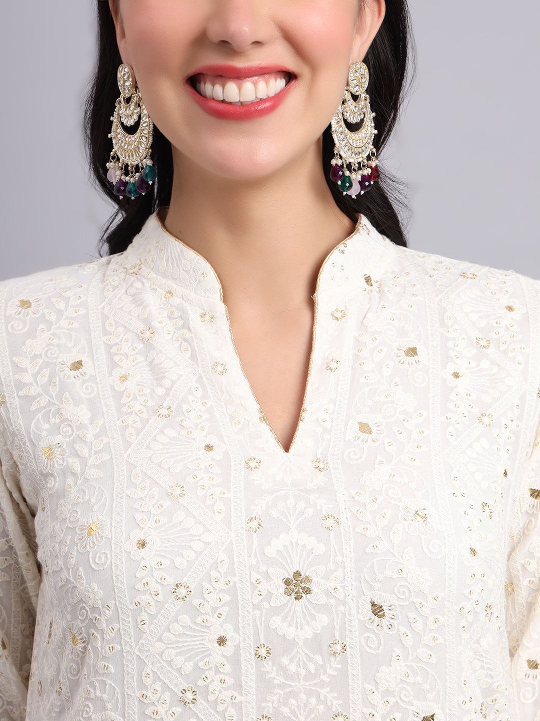 Noor-e-Lucknow Ensemble – Designer Lucknowi Chikan Kari Kurta Set for Women