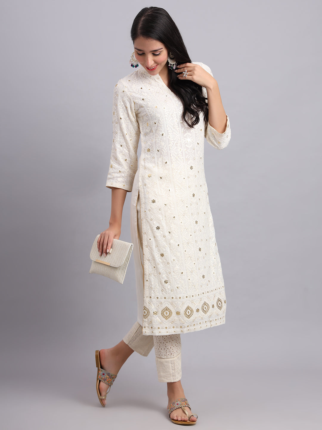 Noor-e-Lucknow Ensemble – Designer Lucknowi Chikan Kari Kurta Set for Women