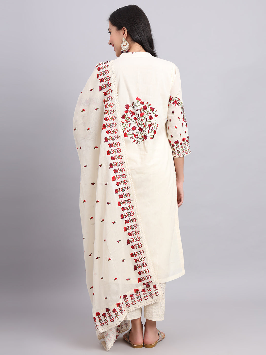 Charming Rose Embroidery Kurta and Dupatta Set by Shabreen