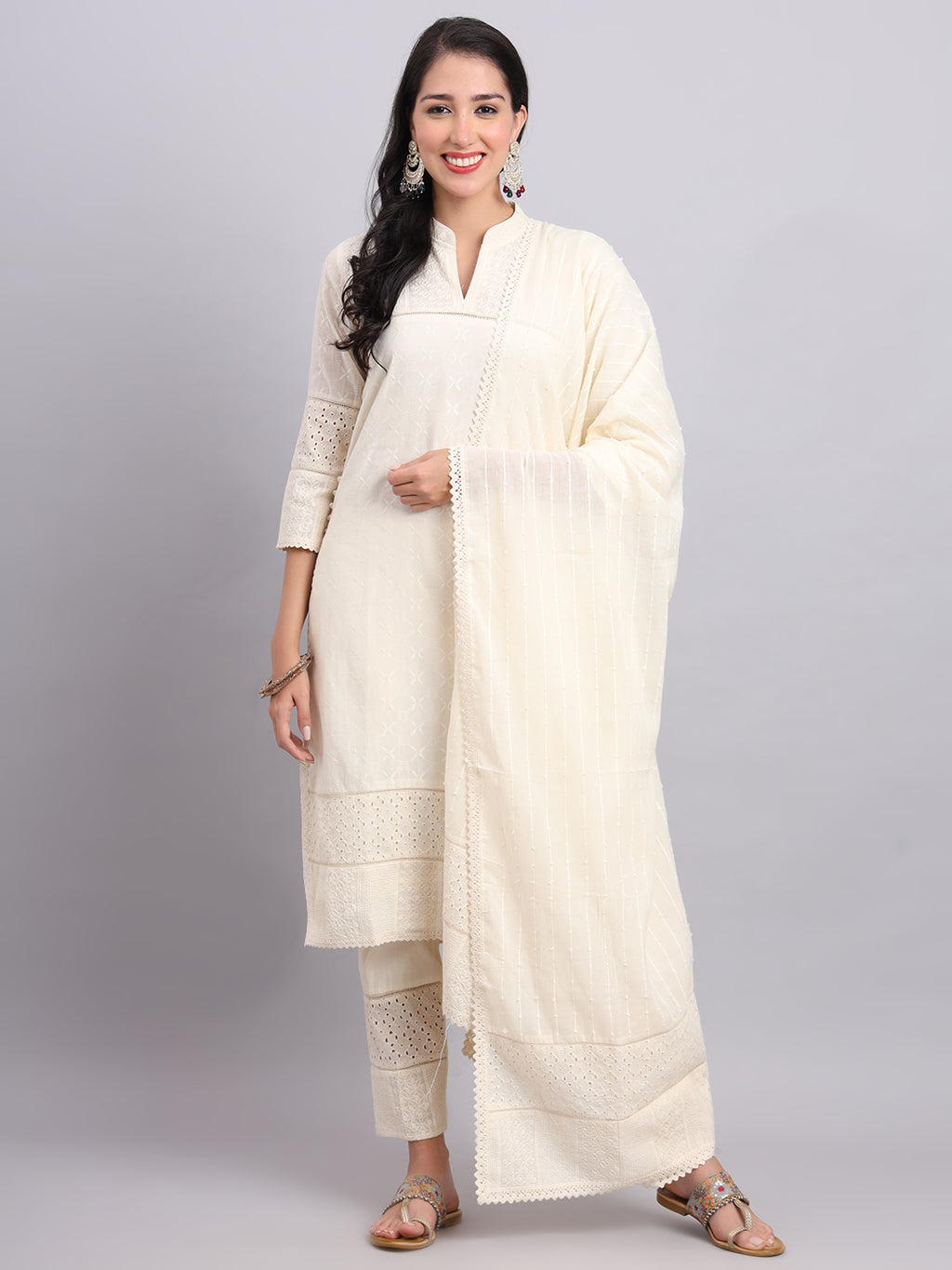 Side Button Kurta and Dupatta Set – Traditional Ethnic Wear for Women