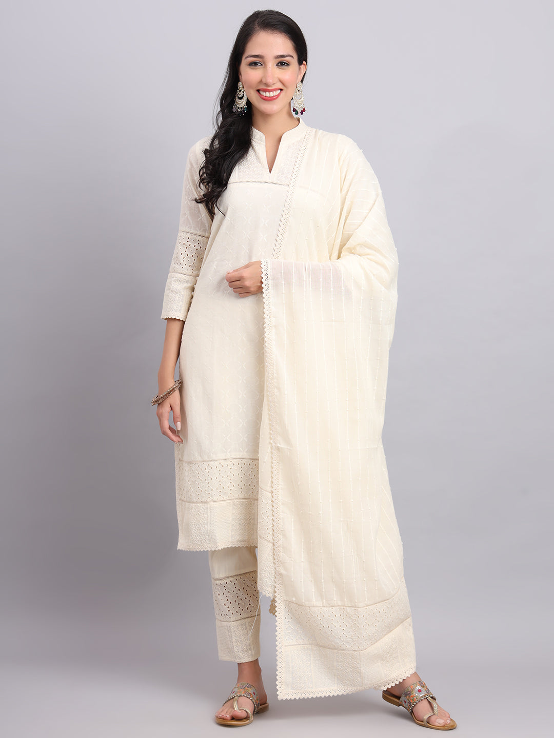 Side Button Kurta and Dupatta Set – Traditional Ethnic Wear for Women