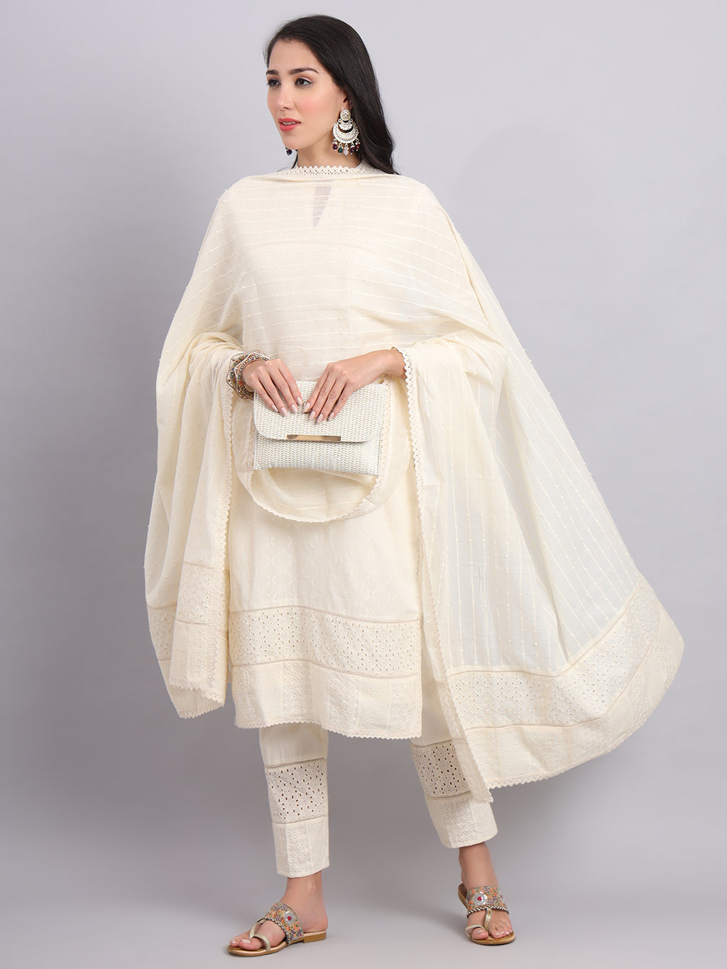 Side Button Kurta and Dupatta Set – Traditional Ethnic Wear for Women