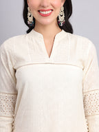 Whisper White Cotton Kurta for Women – Chic Everyday Style (Only Kurta)