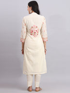 Ambi Red Blossom Floral Embroidered Kurta Set for Women