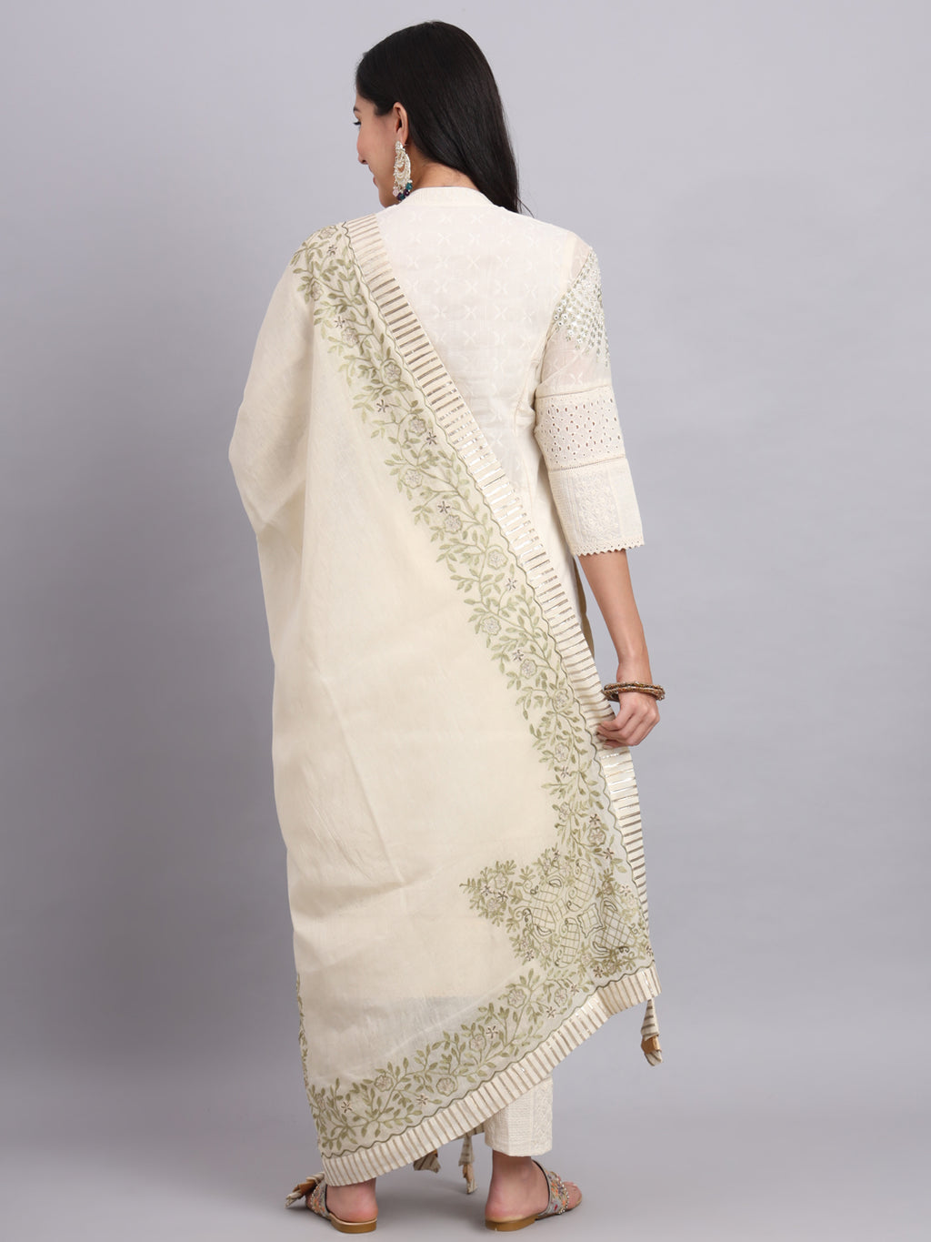 Blue Blossom Embroidered Kashmeeri Kurta Set for Women