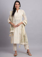 Blue Blossom Embroidered Kashmeeri Kurta Set for Women